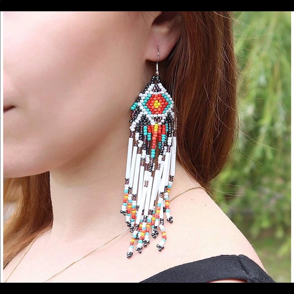 Boho Beaded Drop Earrings